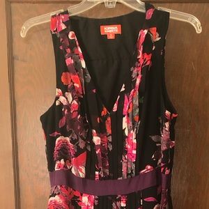 🌺 Kirna Zabete Sz 10 floral pleated chiffon sleeveless maxi dress